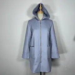 SIMPLICITE フード付き ウール混 ロングコート ファスナー開閉