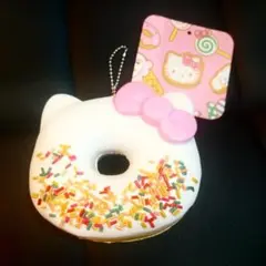 新品サンリオカフェワゴンドーナツ フワフワ キーホルダー ハローキティ ホワイト