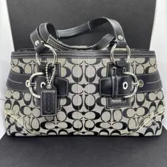 あ*し様 COACH/コーチ　ミニボストンバッグ〈黒/BLACK〉×ベージュ　シ