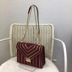 マイケルコース　ホイットニーショルダー　チェーンバッグ　スエード　ボルドー