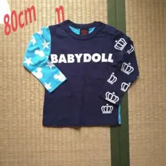 ★No.66★BABYDOLL★長袖Tシャツ★80cm★ネイビー×ミッキー