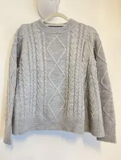 【美品】&.NOSTALGIA【M-L】長袖　ニット　鍵編み　ゆったり　グレー