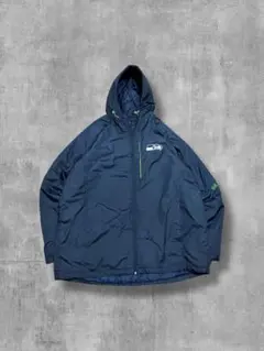 【NFL】アメフトチームシアトルシーホークス刺繍ロゴ中綿ジャンパーネイビーテック