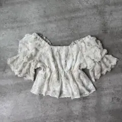 NICE CLAUP 花柄刺繍 前後 2WAY ブラウス オフショル フェミニン