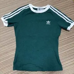 【美品】adidas 3STRIPES TEE 半袖 Tシャツ S 緑のサムネイル
