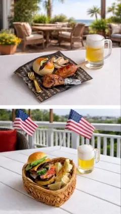 ベーコン＆ピクルスバーガー＋アメリカンプレート♡ ドールハウス　2点セット売り