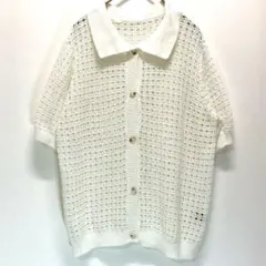 Dazy LESS  透かし編みカーディガン (M)  白  クロシェ編み