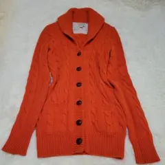 RALPH LAURENラルフローレン　ケーブルニットカーディガン　オレンジ系