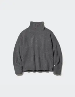 UNIQLO スフレヤーンハイネックセーター グレー