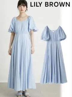 バックリボンボリュームスリーブワンピース