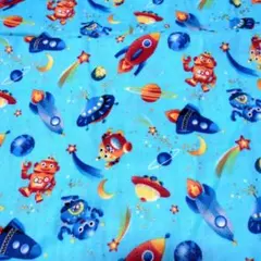 宇宙とロボットのガーゼ生地 約110cm幅×長さ約50cm
