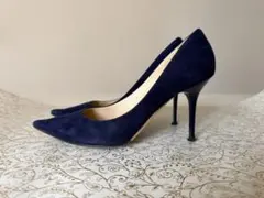 【裏張済】ジミーチュウ 24:7 スエード パンプス 36 ネイビー 8.5cm