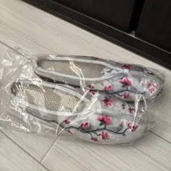 新品★チャイナシューズ　花柄刺繍スリッパ 24.5cm