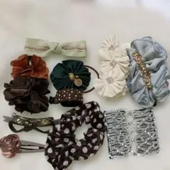ヘアアクセサリー　バレッタ　シュシュ　ピン　オフィスカジュアル　まとめ売りセット