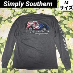 【値下げOK】Simply Southern 星条旗デザインUS古着Ｔ　グレー