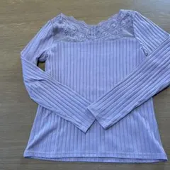 薄紫　ローズ系　リブ長袖 トップス M