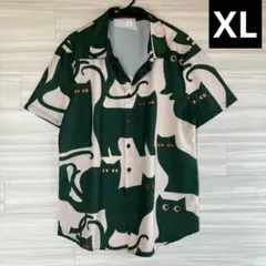 【未使用品】 ネコ　猫　CAT　シャツ 総柄　個性的　トップス　XL　アニマル
