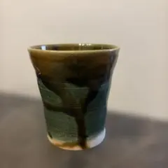 陶器 焼酎 織部焼風 貫入 緑釉　ハンドメイド