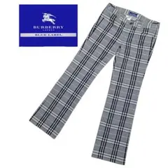 【美品】バーバリーブルーレーベル フレアパンツ チェック グレー 36のサムネイル