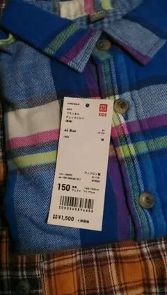 新品タグ付　フランネルシャツ　UNIQLO　150センチと中古フランネル　計2着