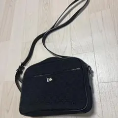 美品★ハナエモリ　ショルダーバッグ　ジャガード×牛革ベルト