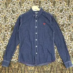 HALHAM ハルハム ドット柄 デニムシャツ ワンポイント 刺繍 ハート