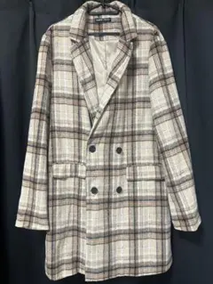 SHEIN チェック柄 ダブルブレストコートジャケット M