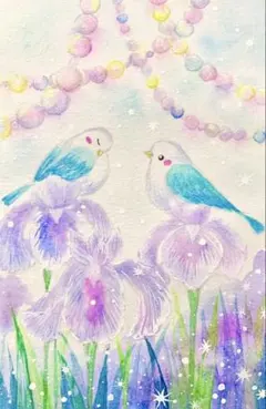 ♡たまみな♡様専用水彩画 海の中の小鳥 値段は※900円です - メルカリ