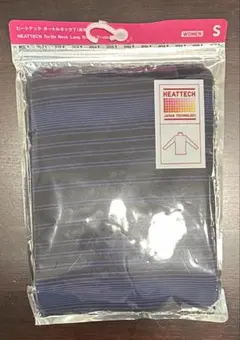 【新品未使用】ヒートテックタートルネックT（長袖） Sボーダー柄ブルー