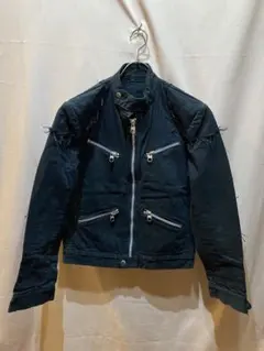 ブラック コットン　ライダース　ジャケット 241Co. 児島　Y2K 黒