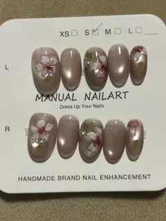 花柄ネイルチップ　ショートオーバルS