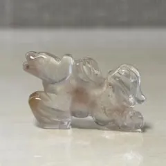 ブラジル産 水晶 ラビットヘアルチル サゲニティック 置物 馬 ピンク 天然石