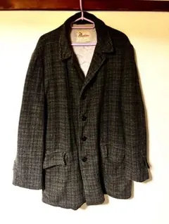 ウール混紡 チェック柄 グレージャケット