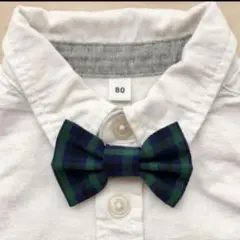 蝶ネクタイ　チェック　緑