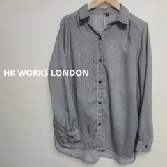 美品HK WORKS LONDONとろみストライプ長袖シャツ Mサイズ春夏
