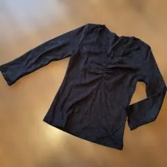 ANAYI ラメ入りフリルVネック五分袖トップス