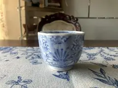 明治〜大正期 染付 鳳凰唐草文 輪花形湯呑 向付 蕎麦猪口のサムネイル
