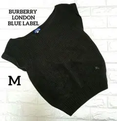 極美品✨BURBERRY 黒 ニット ホースロゴ ロールアップ ベスト 38