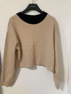 ZARA ザラ　リブネック クロップドトレーナー