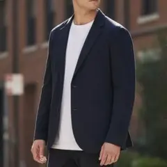 美品 テーラードジャケット M ネイビー シンプル 2つボタン オフィス