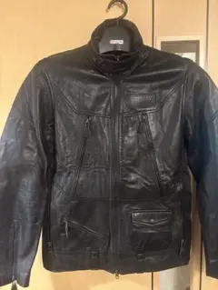 ラコステ[希少サイズ2XL 羊革 黒]ライダースジャケット レザー