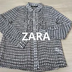 ZARA ドット柄 フリル長袖シャツ M