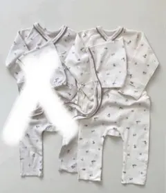 花柄ロンパースセット　peekaboo リボン付き