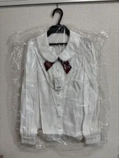 【タグ付】 Secret Honey 王冠刺繍リボン パール丸襟 ブラウス 白