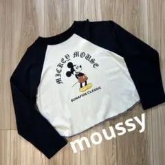 美品 moussy ミッキー クロップド丈Tシャツ ロンT コットン100%のサムネイル