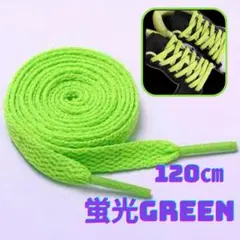 フラット 2本組 ナイキ アディダス NB シンプル 靴紐 替え 黄緑 120㎝