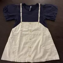 maarook女の子 size110 ネイビー 半袖ワンピース ストライプ