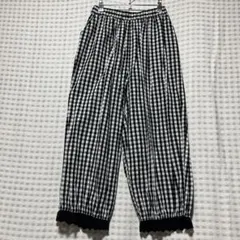 Samansa Mos2 ギンガム 裾スカラップ レース パンツ