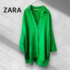 美品✨ZARA ザラ　シャツ　グリーン　Mサイズ