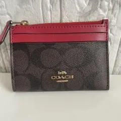 COACH コインケース ブラウン/レッド